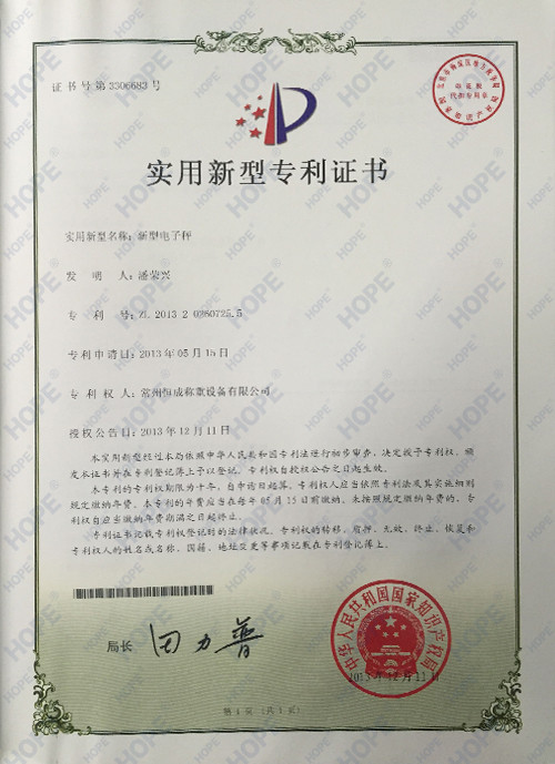 La Cina SMARTWEIGH INSTRUMENT CO.,LTD Certificazioni