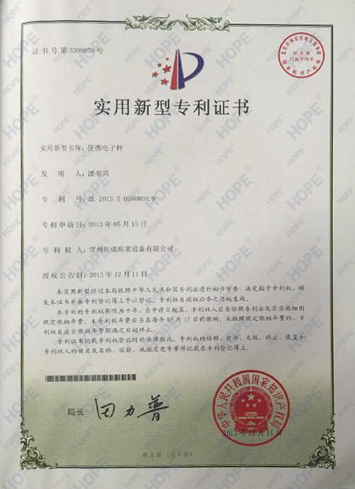 La Cina SMARTWEIGH INSTRUMENT CO.,LTD Certificazioni